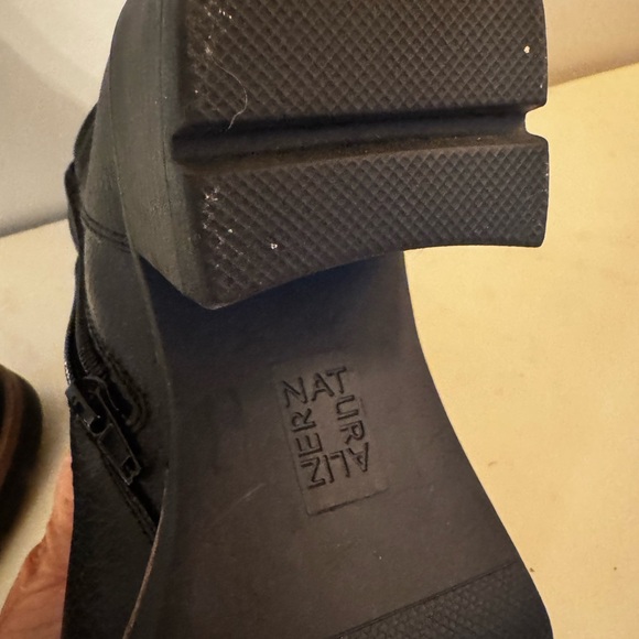 Naturalizer Black Leather Block Heel Boots - Picture 3 of 4